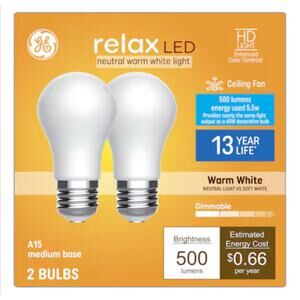 GE Relax HD 500 Lumens A15 Warm White Medium Base Dimmable LED (2-pack)